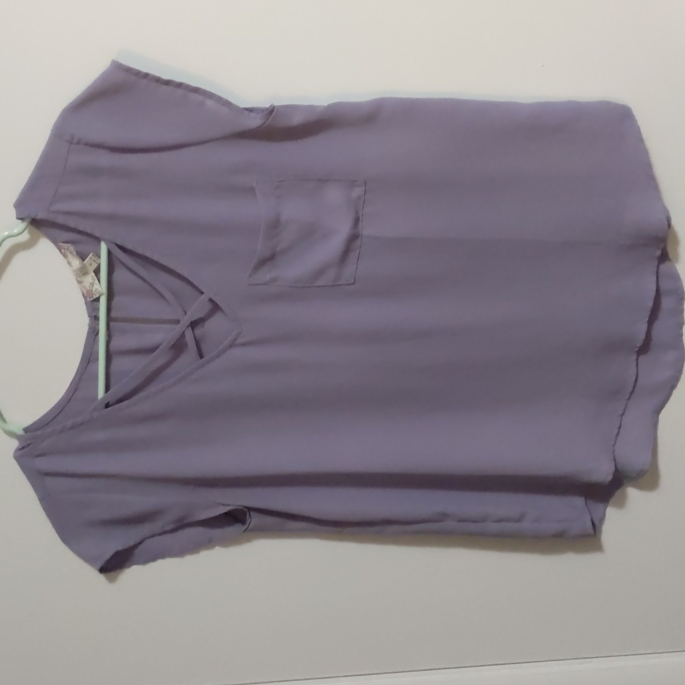 Purple business casual blouse